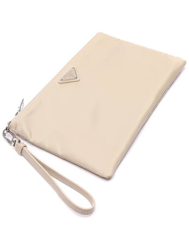 Re-Nylon and Saffiano Leather Clutch Bag Desert Beige - PRADA - BALAAN 6