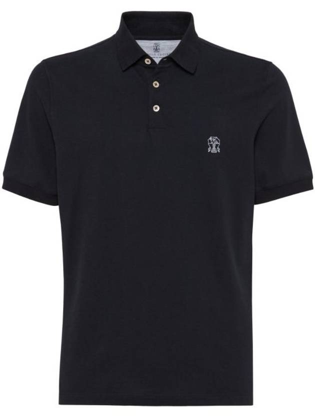 Printed Logo Cotton Polo Shirt Black - BRUNELLO CUCINELLI - BALAAN 1