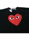 Red Big Heart Print Short Sleeve T-Shirt Black - COMME DES GARCONS - BALAAN 7