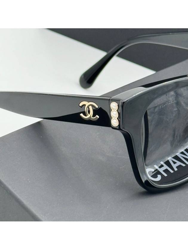 Eyewear Square Acetate Glass Pearl Sunglasses Black - CHANEL - BALAAN 4