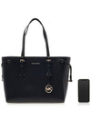 Voyager Medium Cross Grain Leather Tote Bag Black - MICHAEL KORS - BALAAN.