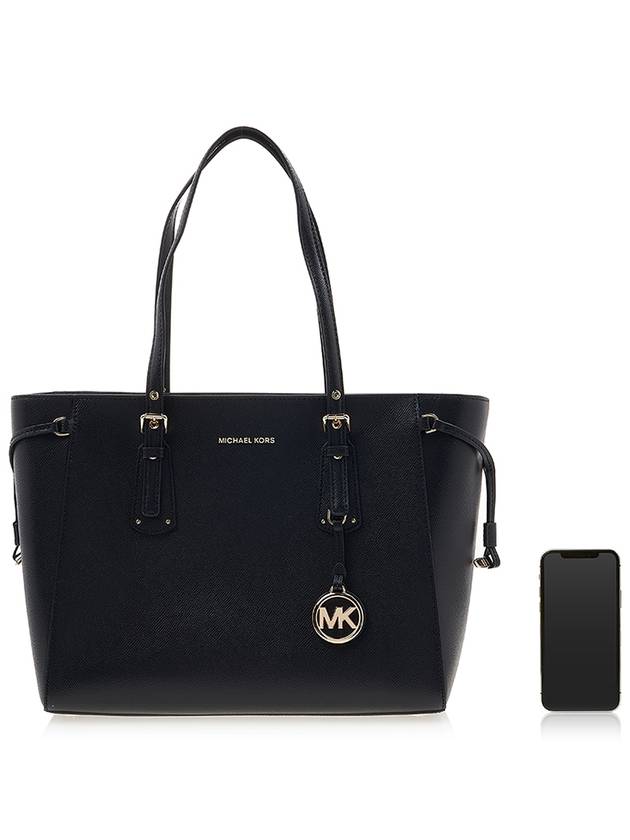 Voyager Medium Cross Grain Leather Tote Bag Black - MICHAEL KORS - BALAAN 7