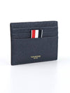 Pebble Calfskin 4-Bar Applique Note Card Wallet Navy - THOM BROWNE - BALAAN 4