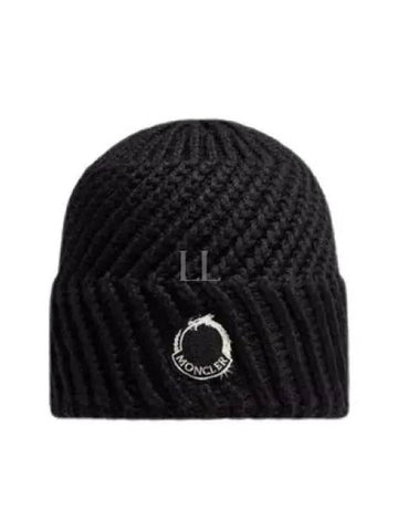 103617 Logo Patch Wool Beanie 3B00031 M2089 999 - MONCLER - BALAAN 1