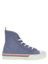 Tartan Sole Canvas High Top Sneakers Blue - THOM BROWNE - BALAAN 2