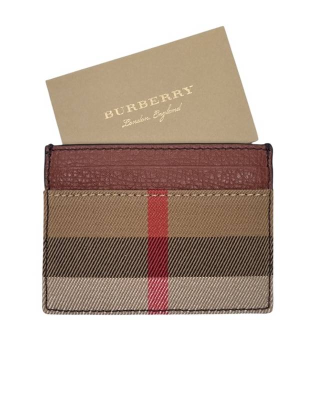 Sandon Check Leather Card Wallet Brown - BURBERRY - BALAAN 6