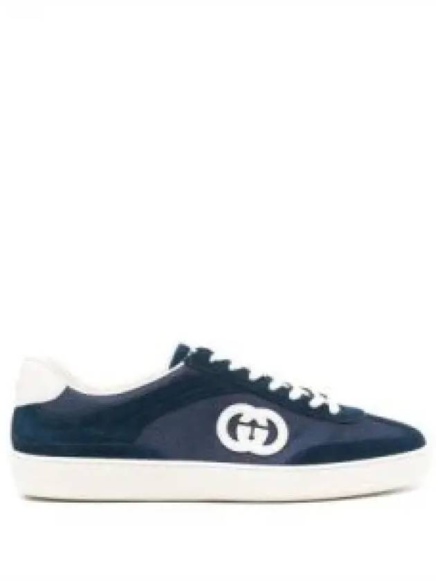 Interlocking G Suede Low-Top Sneakers Blue - GUCCI - BALAAN 2