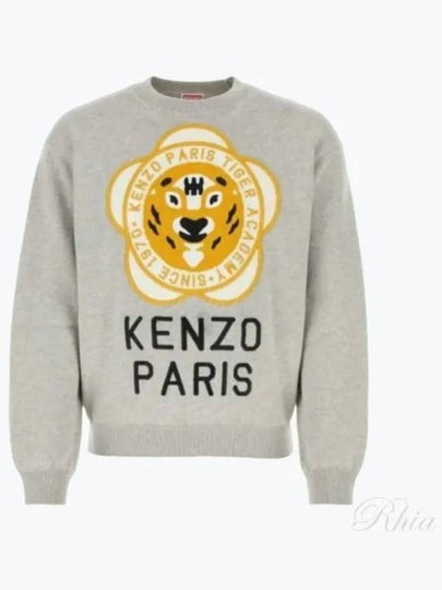 Tiger Academy Logo Knit Top Pale Grey - KENZO - BALAAN 2