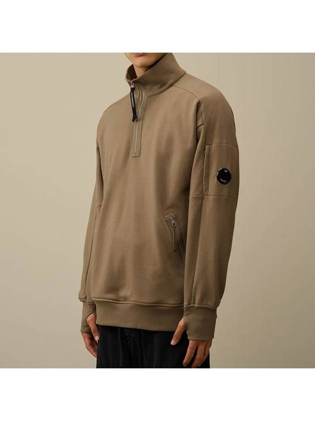 Diagonal Raised Fleece Half Zipped Sweatshirt Beige - CP COMPANY - BALAAN 3