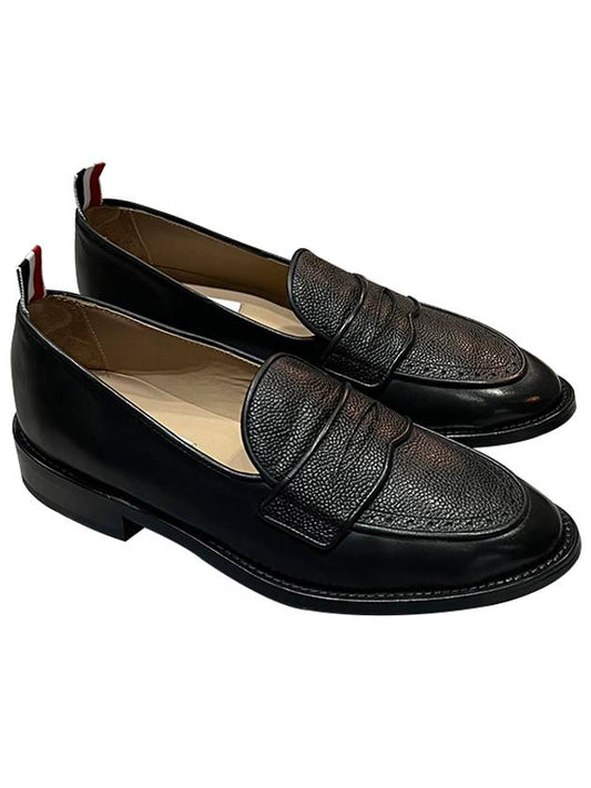 Men's Vitello Flexible Leather Sole Soft Penny Loafer Black - THOM BROWNE - BALAAN 2