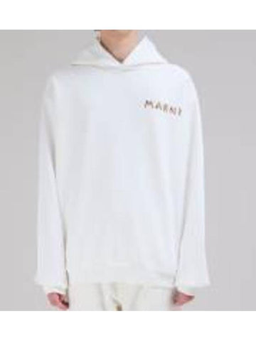 Logo Print Cotton Hoodie White - MARNI - BALAAN 1