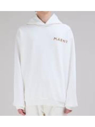 Logo Print Cotton Hoodie White - MARNI - BALAAN 1