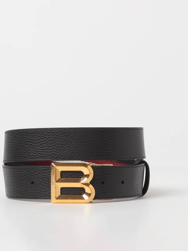 B Bold Buckle Leather Belt Red Black - BALLY - BALAAN 3