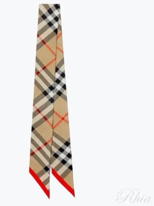 Check Red Hem Silk Scarf Beige - BURBERRY - BALAAN 2