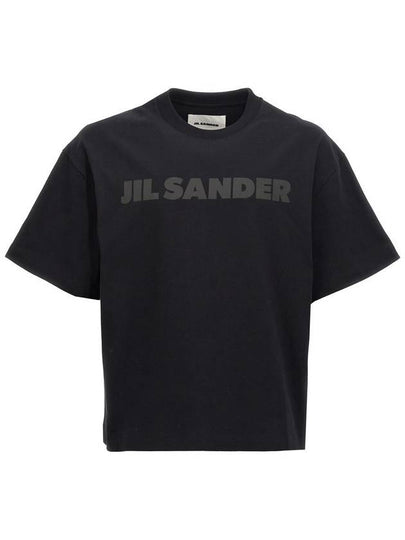 Logo Print Short Sleeve T-Shirt Black - JIL SANDER - BALAAN 2