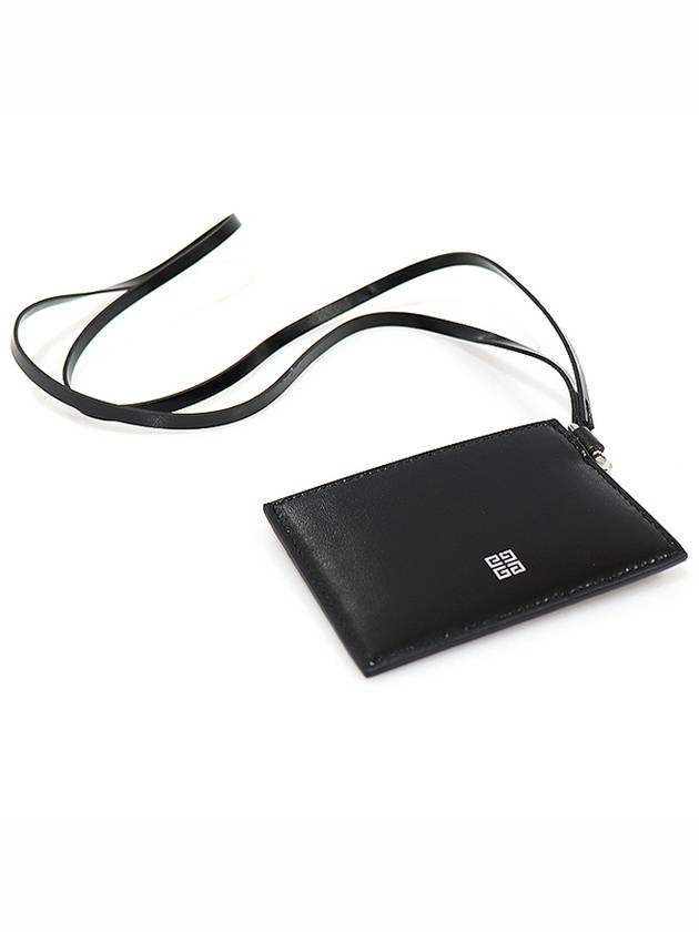 Black leather lettering logo 4G strap card wallet - GIVENCHY - BALAAN 5