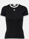 Bumpy Contrast Re-Edition Short Sleeve T-Shirt Black - COURREGES - BALAAN 4