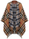 Reversible Check Wool Cape Camel - BURBERRY - BALAAN 2