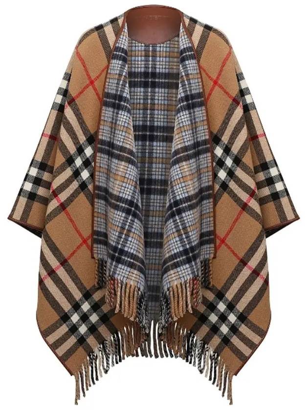 Reversible Check Wool Cape Camel - BURBERRY - BALAAN 2