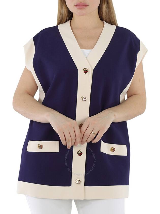 Women's Viscose Caddy Vest Blue - GUCCI - BALAAN 2