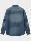 Classic Western Denim Shirt Blue - NOIRER FOR WOMEN - BALAAN 4