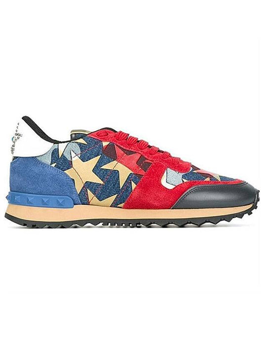 Camo Star Rock Runner Low-Top Sneakers Red - VALENTINO - BALAAN 1