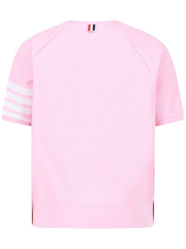 Waffle 4 Bar Armband Short Sleeve T-Shirt Pink - THOM BROWNE - BALAAN 3