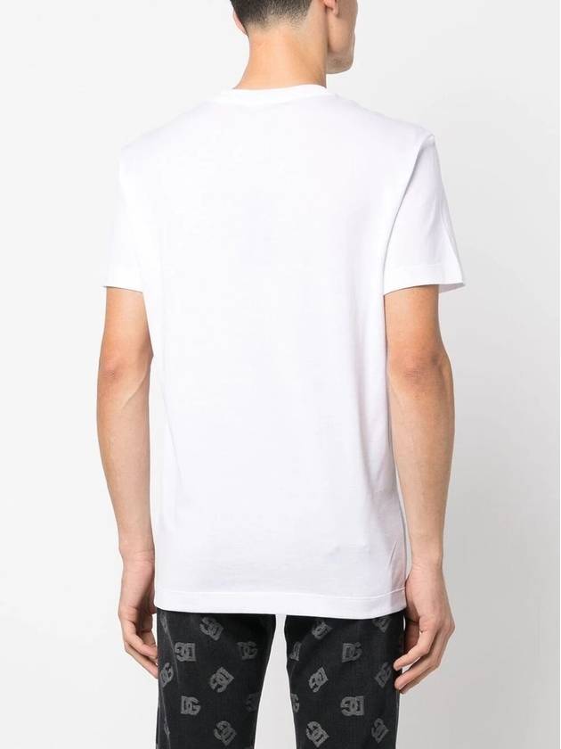 Men's Embroidered Logo Short Sleeve T-Shirt White - DOLCE&GABBANA - BALAAN 3