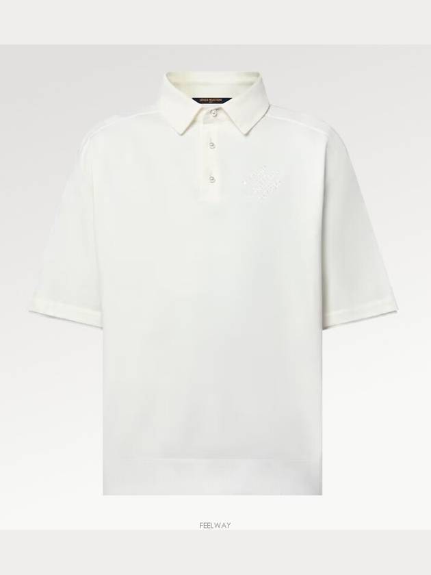 1AFQQB Embroidered Short Sleeve Cotton Blend Polo Shirt - LOUIS VUITTON - BALAAN 1