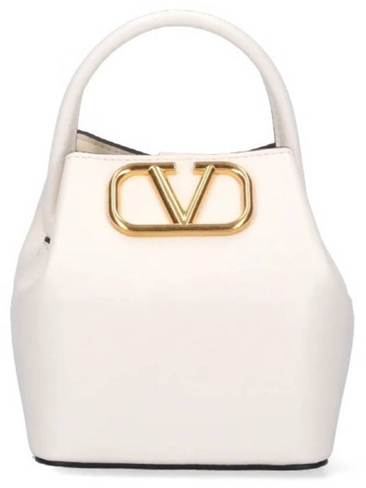 Garavani V logo signature mini bucket bag ivory - VALENTINO - BALAAN 1