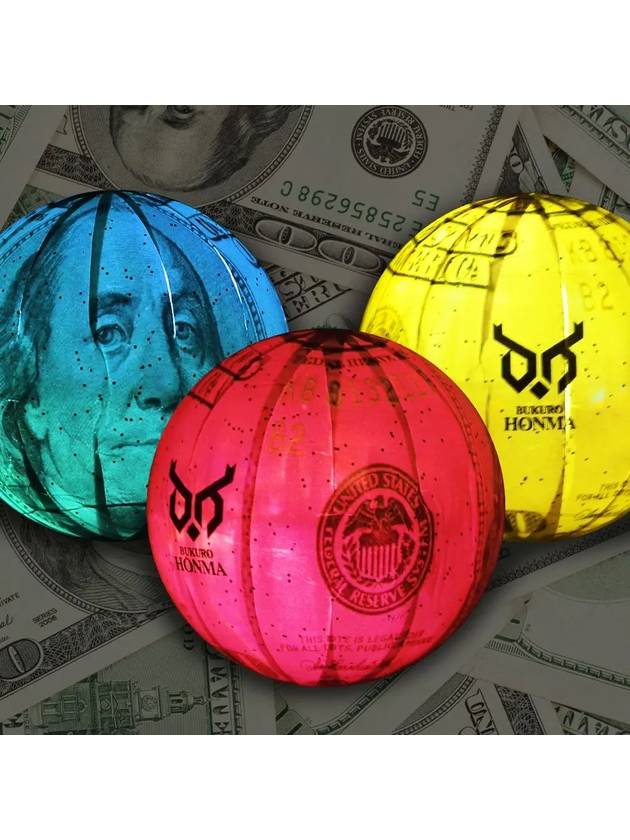 Bukuro Honma US Dollar Style LED Luminous 3 Piece Park Golf Ball B4FUPB09 - PERSIANCAT - BALAAN 1