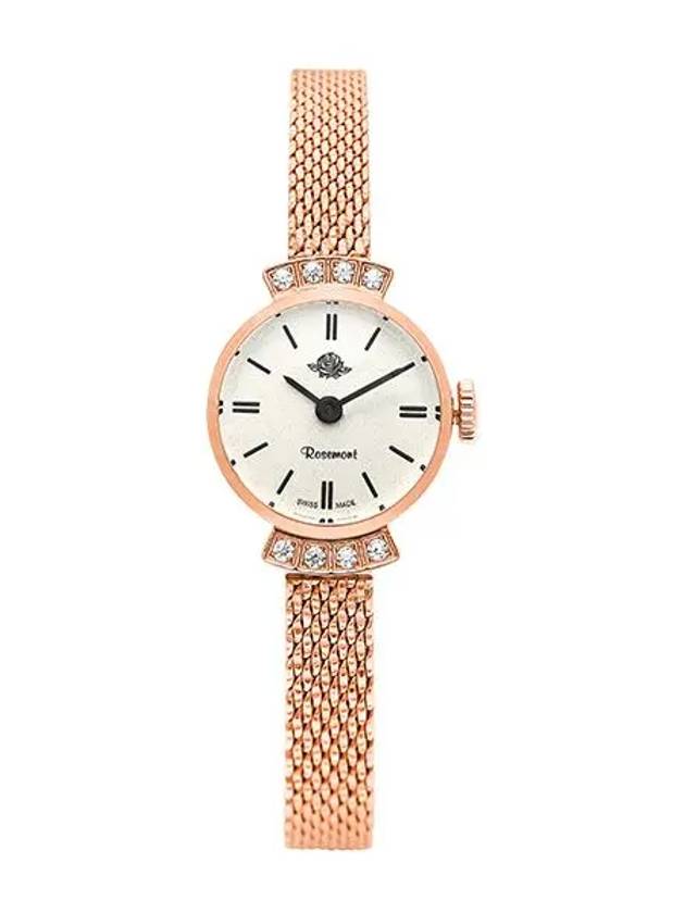 Cubic Metal Watch Rose Gold White - ROSEMONT - BALAAN 3