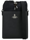 Saffiano Drawstring Cross Bag Black - VIVIENNE WESTWOOD - BALAAN.