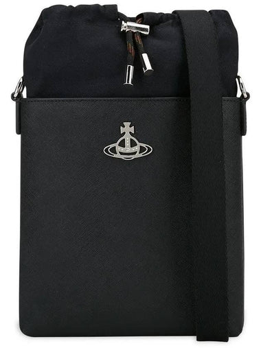 Saffiano Drawstring Cross Bag Black - VIVIENNE WESTWOOD - BALAAN 1