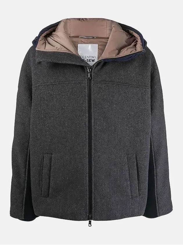 Tweed Neoprene Hooded Jacket Grey - VALENTINO - BALAAN 3