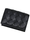 Tiny Tri-Fold Zipper Half Wallet Black - BOTTEGA VENETA - BALAAN 5