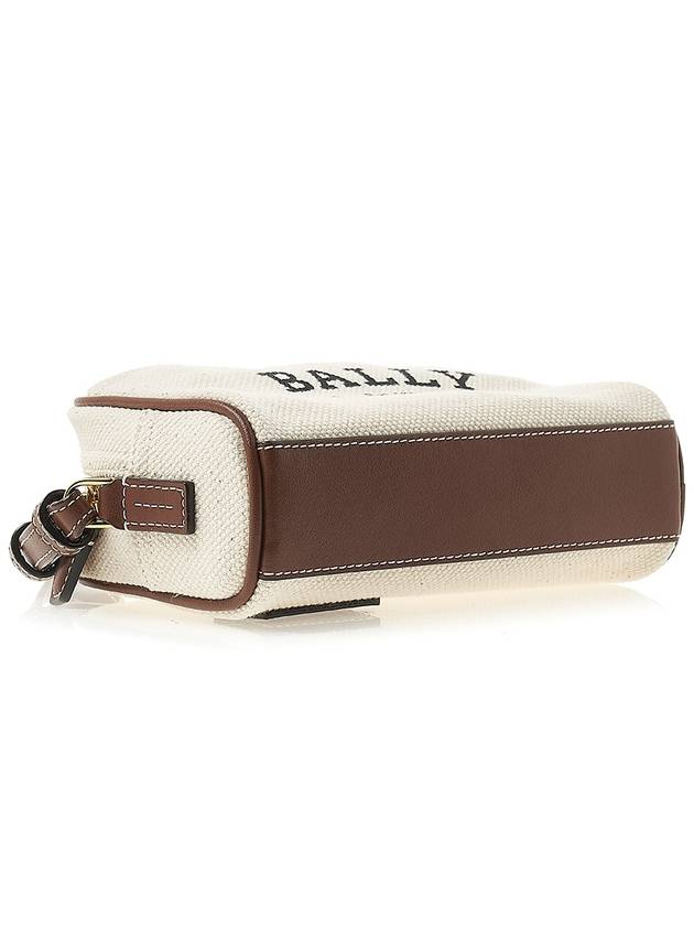 Logo Print Zipper Pouch Bag Beige - BALLY - BALAAN 6