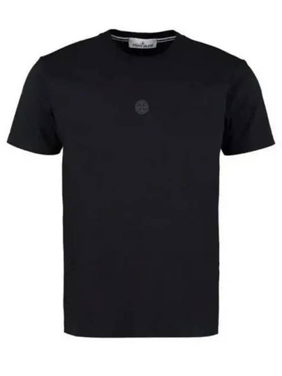 Embroidered Logo Short Sleeve T-Shirt Black - STONE ISLAND - BALAAN 2