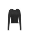 Crop Ribbed Viscose Knit Top Black - SAINT LAURENT - BALAAN 2