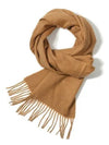 Embroidered Logo Fringe Cashmere Scarf Dark Camel - MULBERRY - BALAAN 2