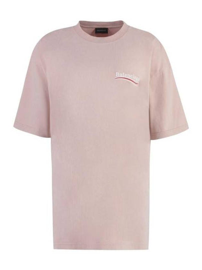 Wave Logo Political Campaign Large Fit Short Sleeve T-Shirt Pink - BALENCIAGA - BALAAN 2