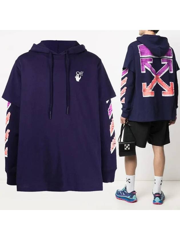 Marker Arrow Layered Hoodie Purple - OFF WHITE - BALAAN 2