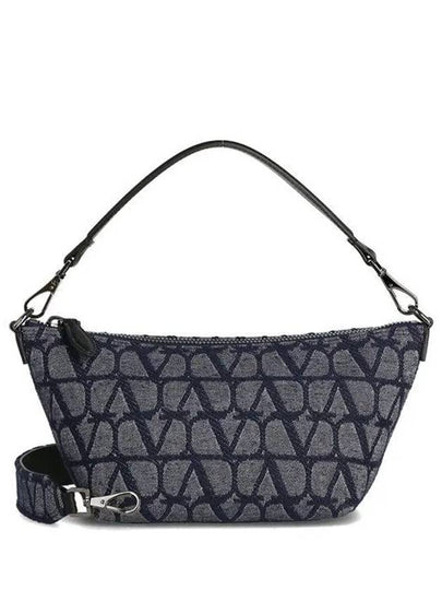 Toile Iconographe Jacquard Denim Effect Shoulder Bag Blue - VALENTINO - BALAAN 2