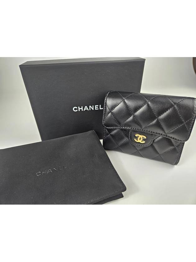 Classic Small Flap Wallet Lambskin Gold Black - CHANEL - BALAAN 2