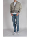 Mohair Tweed 4-Bar Classic V-neck Cardigan Light Grey - THOM BROWNE - BALAAN 7