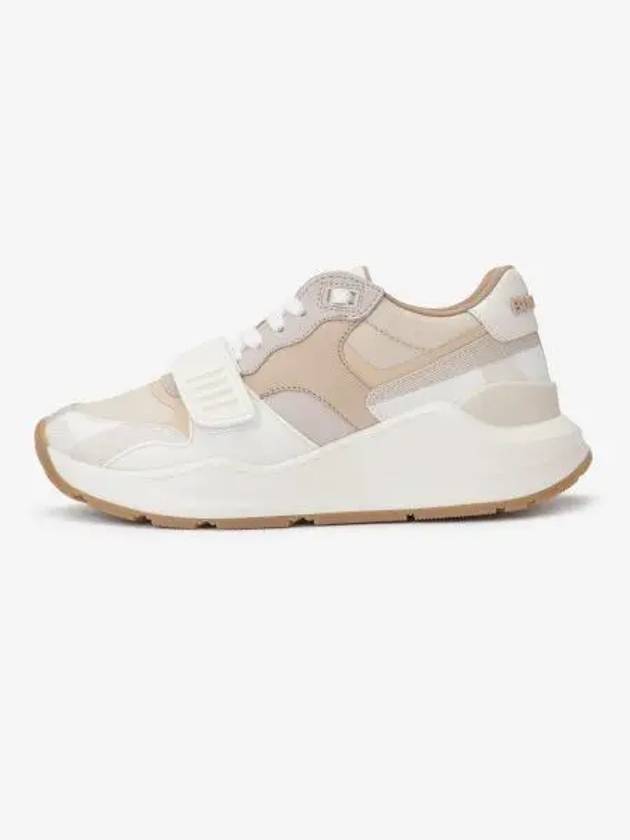 Checked Leather Nylon Low Top Sneaker Beige - BURBERRY - BALAAN 2