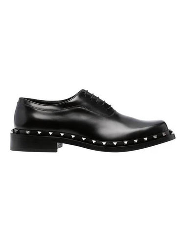 M Way Rockstud Leather Derby Black - VALENTINO - BALAAN 1