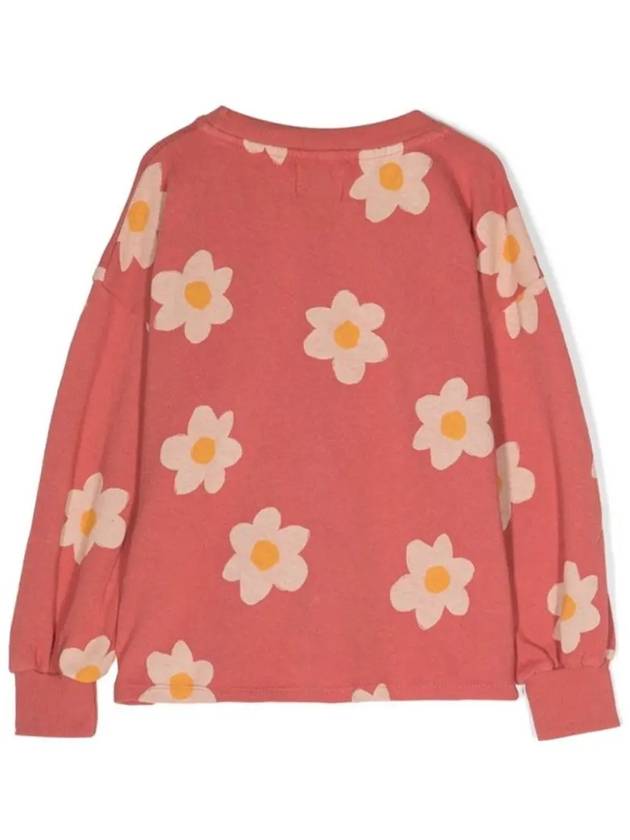 Kids Flower Pattern Sweatshirt Salmon Pink 223AC044 810 - BOBO CHOSES - BALAAN 3