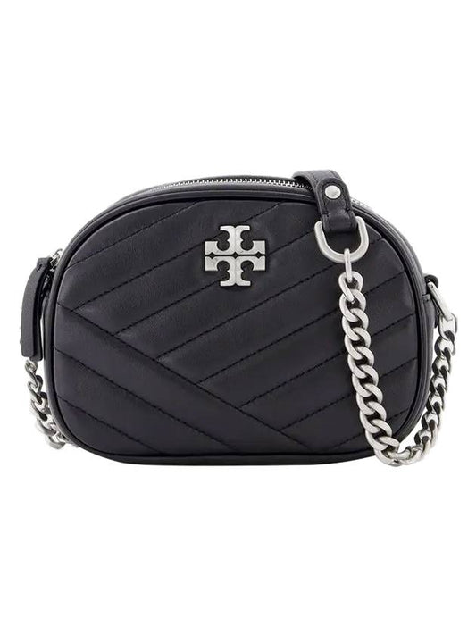 Kira Chevron Camera Cross Bag Black Silver Medal - TORY BURCH - BALAAN.