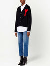 Big Heart Logo Wool Cardigan Black - AMI - BALAAN 5